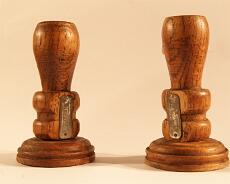 DSC00434 Small candlesticks made from wood taken from old St Laurence bell frame replaced in 1950s